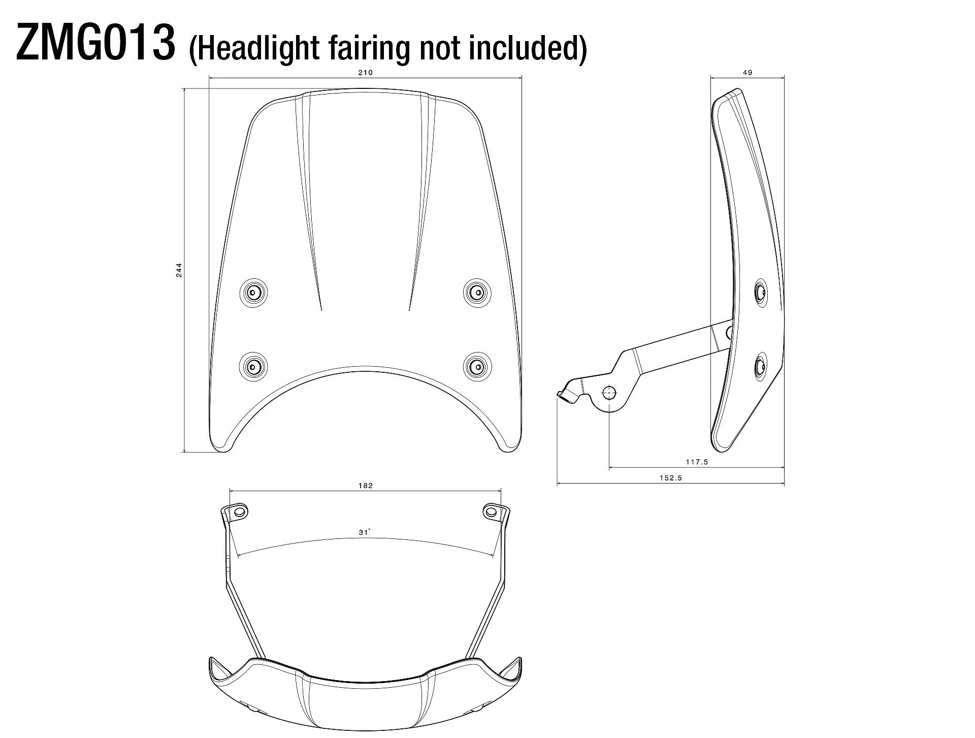 Rizoma R-ZMG013B Mounting Kit Carbon/Aluminum for Headlight Fairing - Image 3