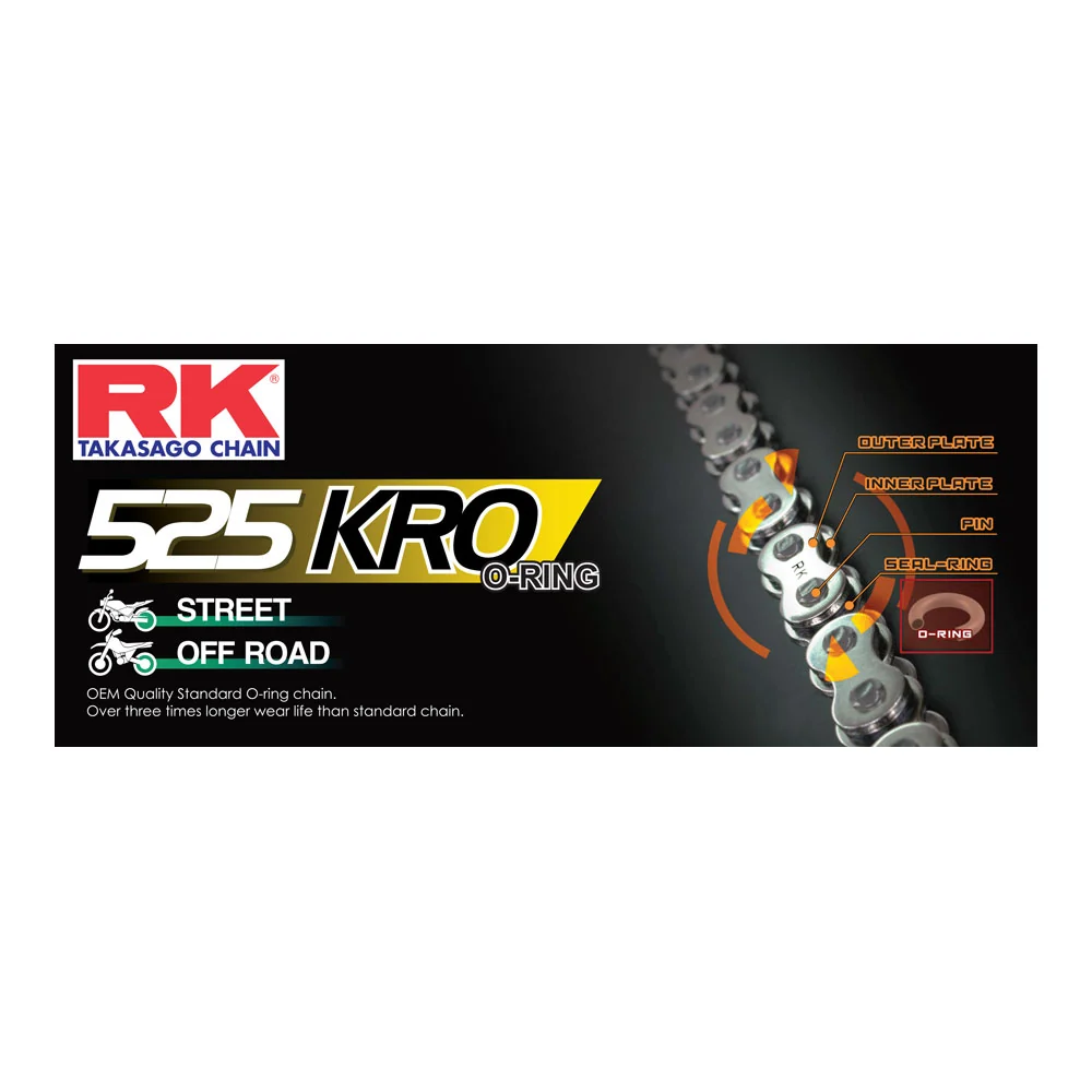 RK Takasago Chain 12-554-120 KRO Series O-Ring Chain 525KRO 120 Link