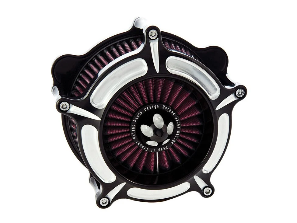 Roland Sands Designs P02062144BM Turbine Air Cleaner Kit Black Contrast Cut for Harley-Davidson Touring 17-24/Softail 18-24