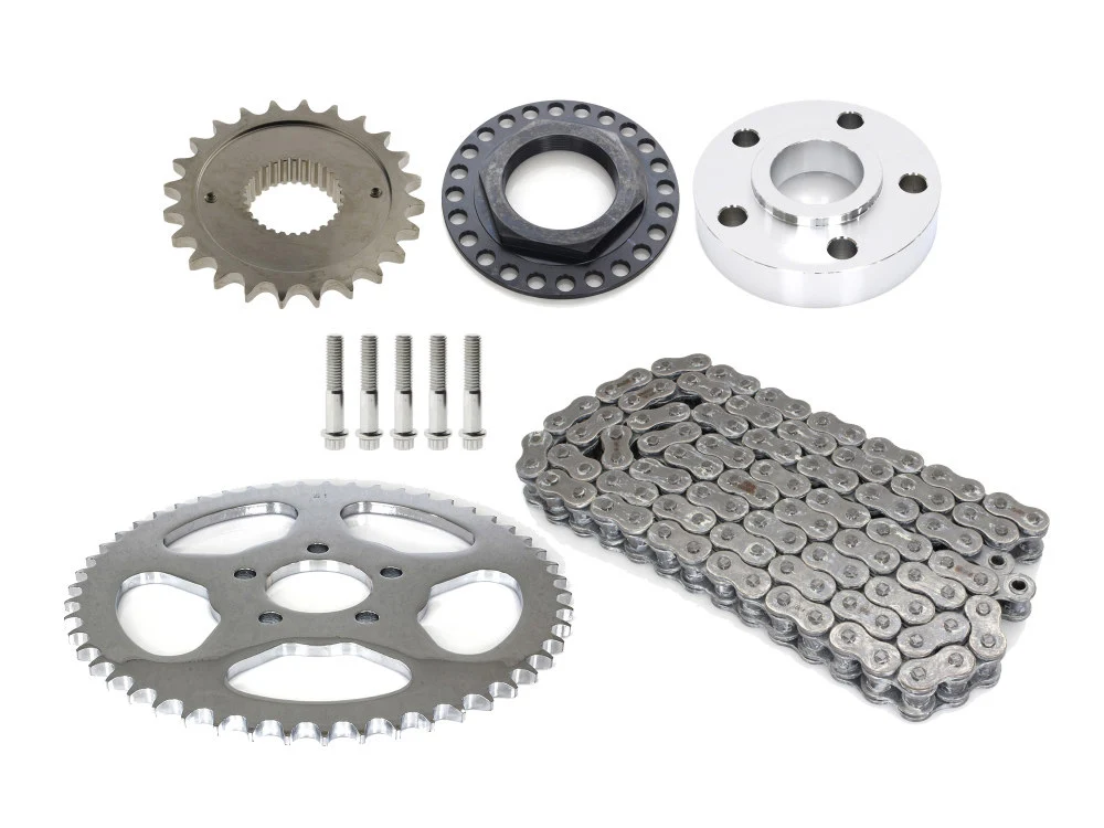 RSS CHAIN CONV-04 Rear Drive Belt to Chain Conversion Kit for Harley-Davidson Dyna 06-17 Models (Chrome Rear Sprocket & Final Drive Ratio = 2.04:1)