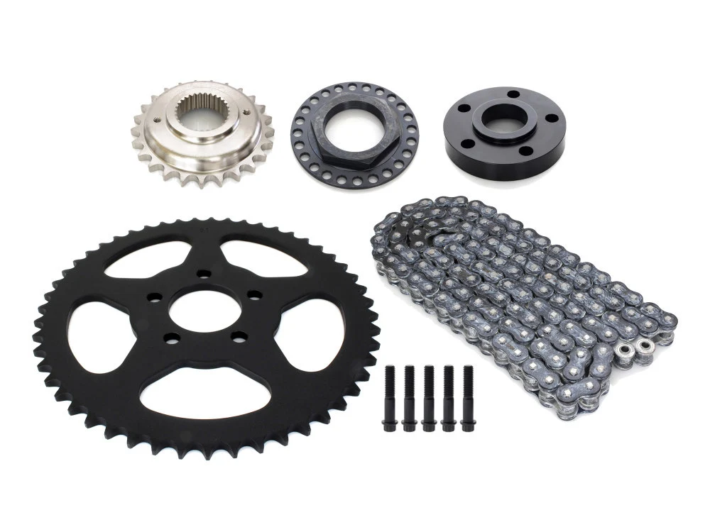 RSS CHAIN CONV-12-BLK Rear Drive Belt to Chain Conversion Kit for Harley-Davidson Softail 18-24 Models w/180mm Rear Tyre (Black Rear Sprocket & Final Drive Ratio = 2.04:1)