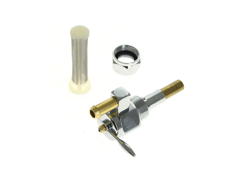 RSS HAR-22-218 High-Flow Fuel Tap/Petcock w/22mm Thread 5/16" Downward Facing Fuel Outlet Chrome for Harley-Davidson Softail 84-06/Dyna 91-06/FXR 82-94/Touring 88-06/Sportster 75-06/4 Speed Big Twin 75-86 Models - Image 2