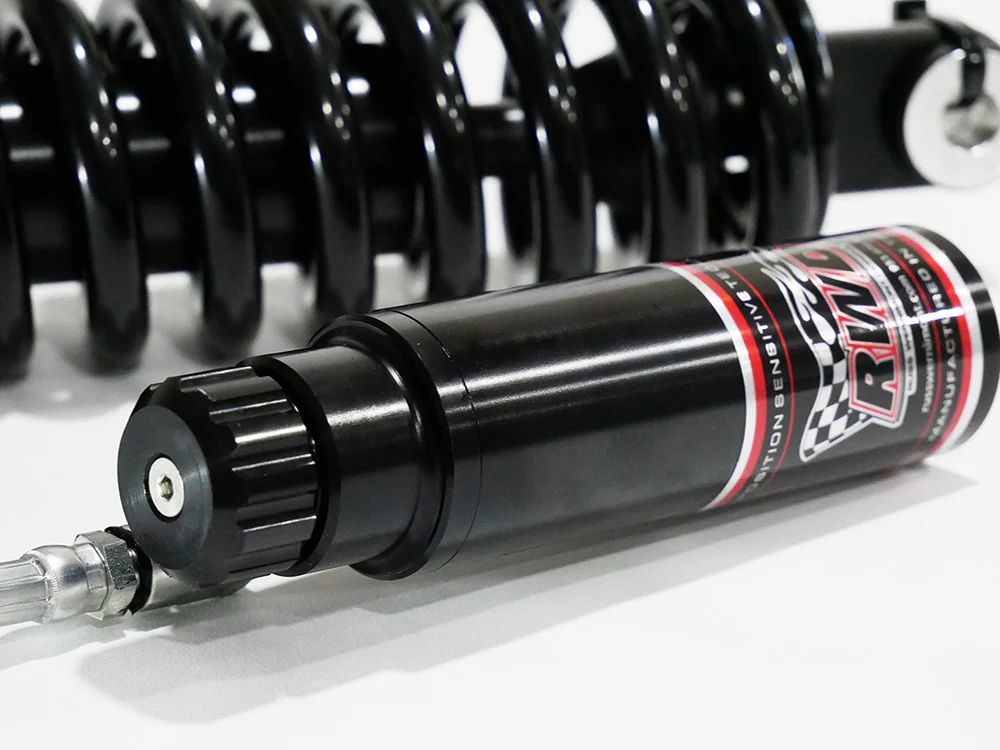 Russ Wernimont Designs RWD-RS2-MONO 13.5" RS-2 Piggyback Rear Shock Absorbers w/Standard Spring Rate Black for Harley-Davidson Softail 18-Up - Image 2