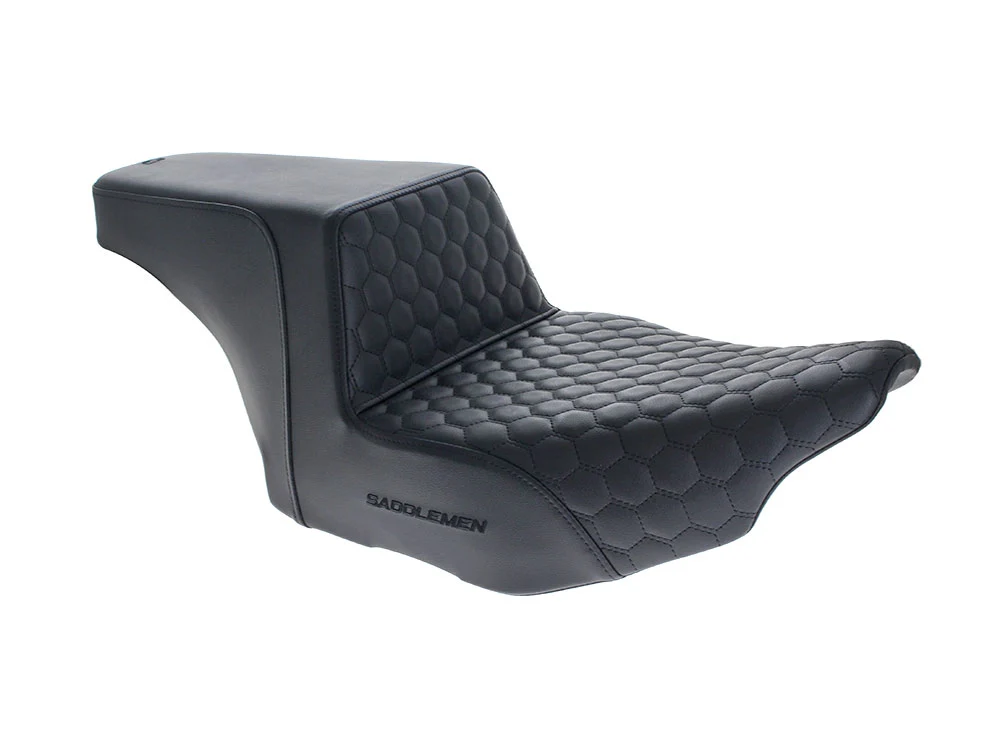 Saddlemen SAD-823-07-17700 Step-Up HC Dual Seat w/Black Honeycomb Stitch for Harley-Davidson CVO Touring 23-Up/Street Glide/Road Glide 24-Up/Touring 25-Up