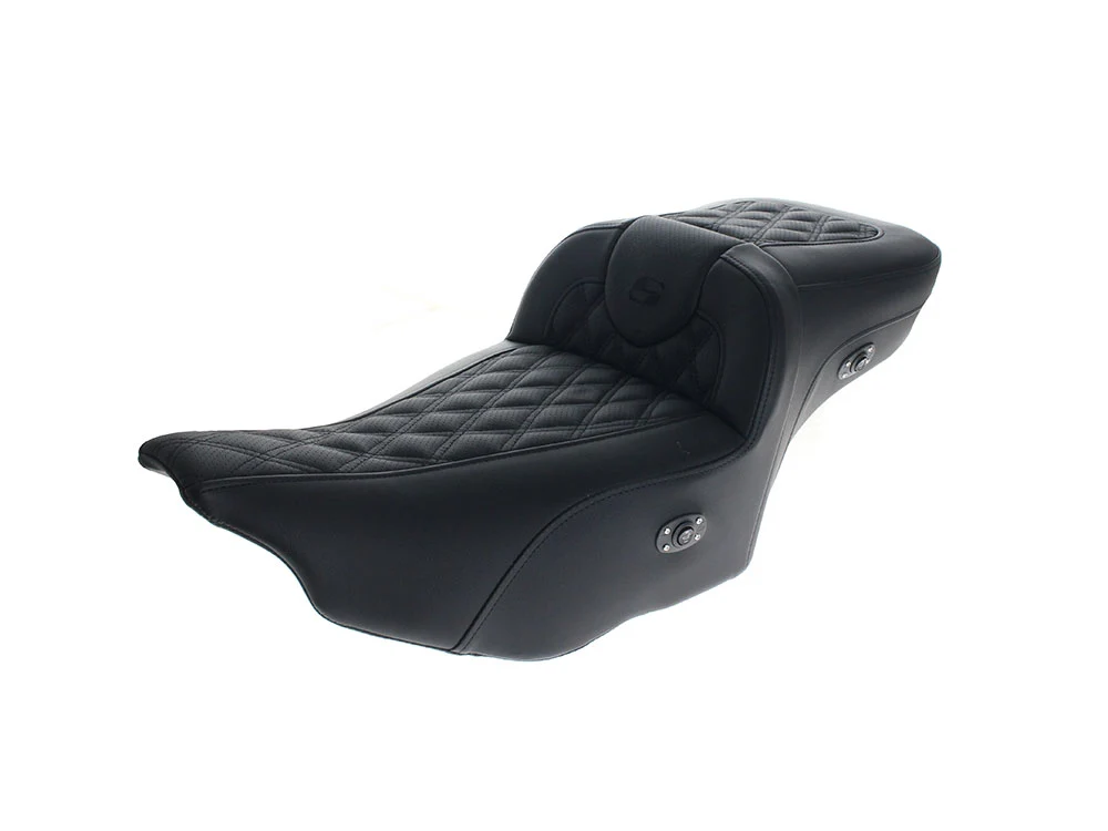 Saddlemen SAD-823-07-182C0 Roadsofa LS Heated Dual Seat w/Backrest & Black Double Diamond Lattice Stitch for Harley-Davidson CVO Touring 23-Up/Street Glide/Road Glide 24-Up/Touring 25-Up - Image 2