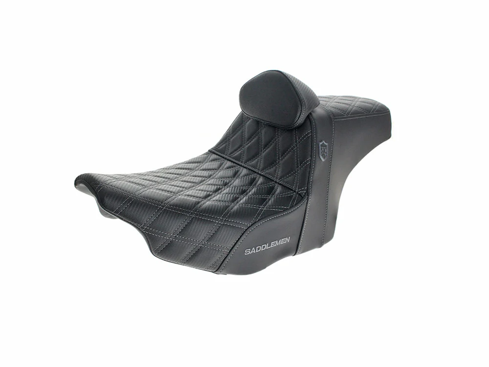 Saddlemen SAD-SC82307DB2 San Diego Customs Pro Series Performance Gripper Dual Seat w/Backrest & Grey Stitch for Harley-Davidson CVO Touring 23-Up/Street Glide/Road Glide 24-Up/Touring 25-Up