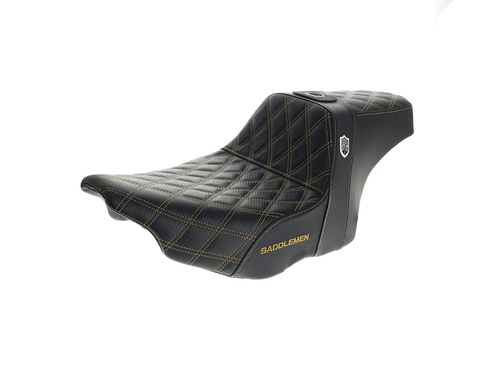 Saddlemen SAD-SC82307DB7 San Diego Customs Pro Series Performance Gripper Dual Seat w/Backrest & Gold Stitch for Harley-Davidson CVO Touring 23-Up/Street Glide/Road Glide 24-Up/Touring 25-Up - Image 2