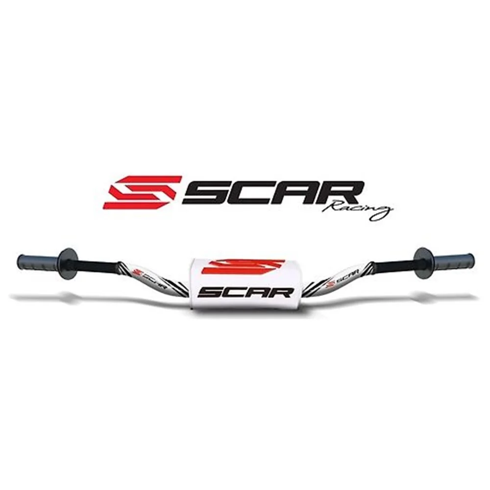 Scar S9162WHWH O2 Villopoto/Stewart Bend 1 1/8" Handlebar White w/White Bar Pad