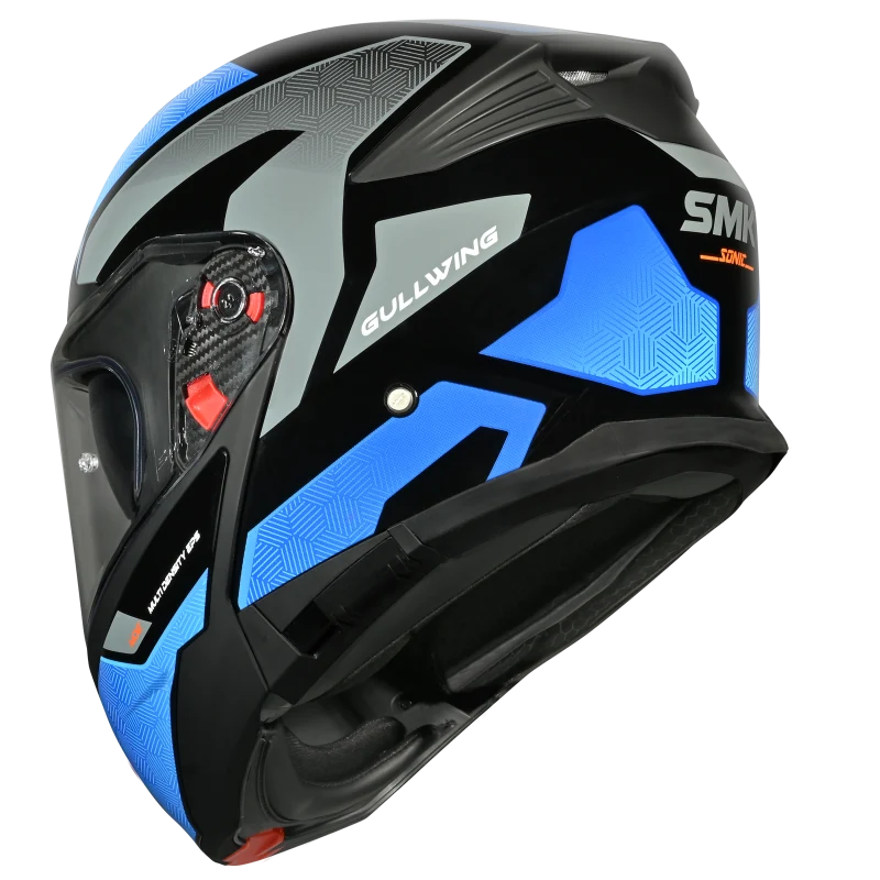 SMK Gullwing Sonic Gloss Black/Blue/Grey GL256 Helmet - Image 4