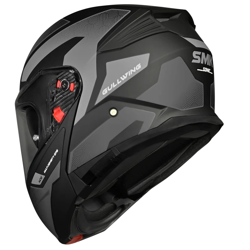 SMK Gullwing Sonic Matte Black/Grey MA266 Helmet - Image 4