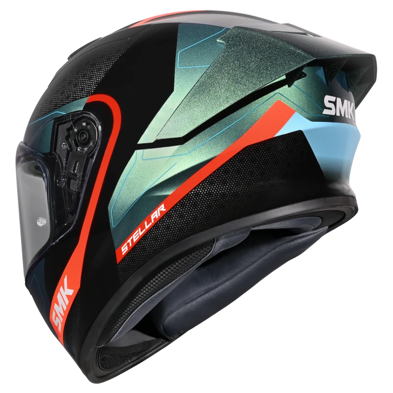 SMK Stellar Sport Flight Gloss Black/Blue/Orange GL257C Helmet - Image 4