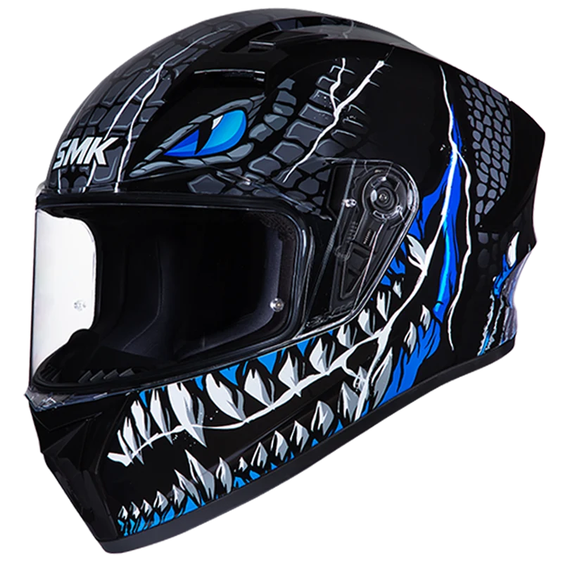SMK Stellar Taotei Gloss Black/Grey/Blue GL265 Helmet