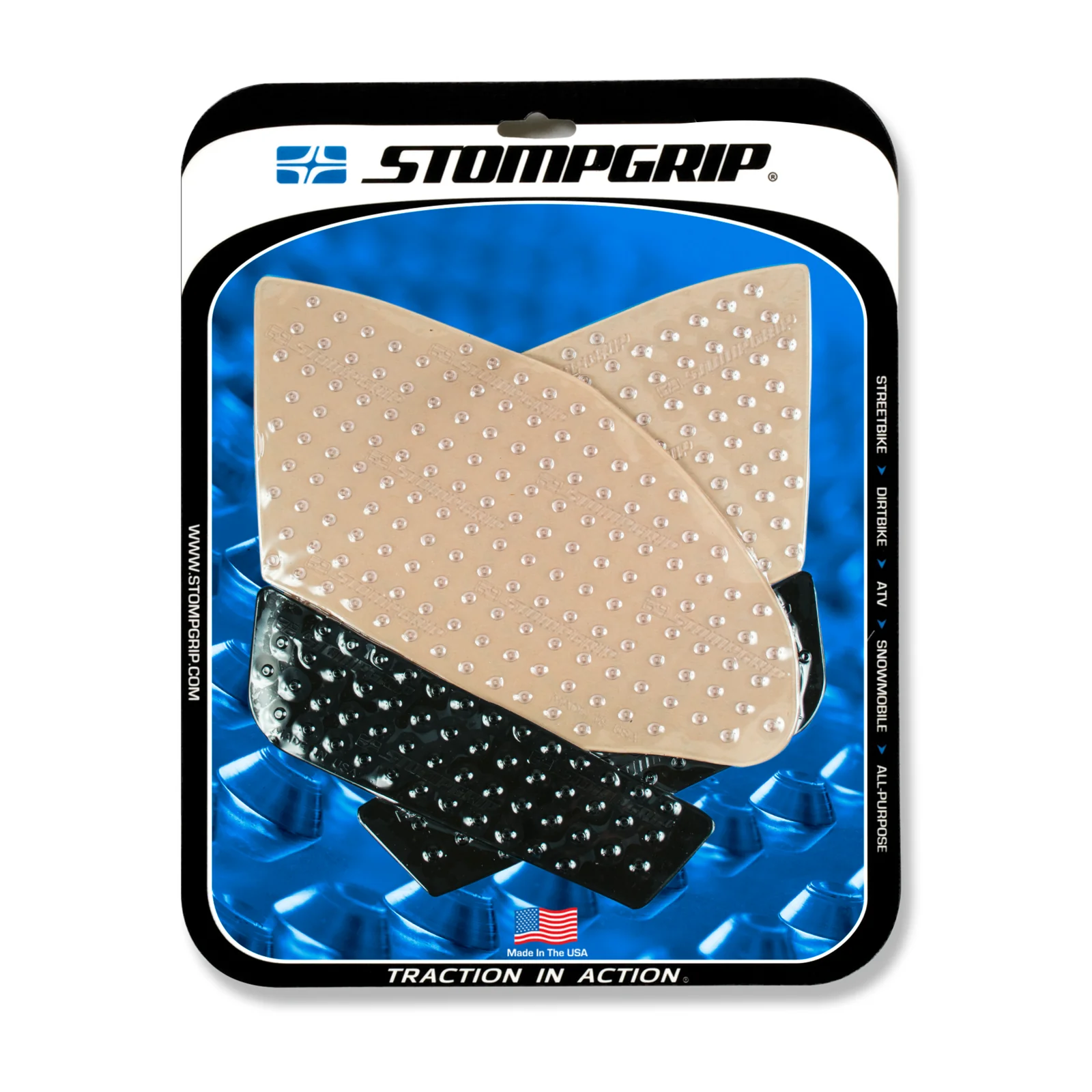 Stompgrip Volcano Tank Grips Clear/Black for Suzuki GSX-R1000 17-25/GSX-R1000 ABS 17-25/GSX-R1000R 17-25/GSX-R1000X 19-20