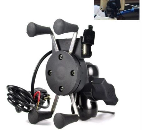 Twin Power X-Grip 3.5-6 Inch Motorcycle Bike Handlebar Cell Phone Mount Holder with USB Charger - Image 3