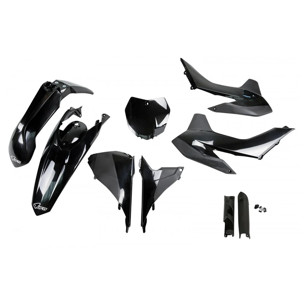 UFO Full Plastics Kit Black for KTM SX 125/SX-F 450 13-15/SX 150/SX 250/SX-F 250/SX-F 350/XC 125/XC 150/XC 250/XC-F 250/XC-F 350/XC-F 450/XCF 250/XCF 350/XCF 450 13-14