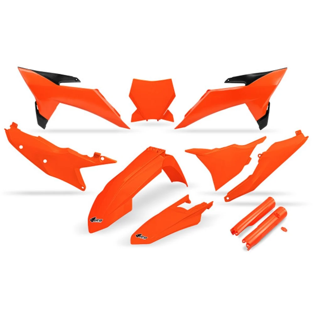 UFO Full Plastics Kit Neon Orange for KTM SX 125/SX 150/SX 250/SX 300/SX-F 250/SX-F 350/SX-F 450/XC 125/XC 250/XC 300/XC-F 250/XC-F 350/XC-F 450/XCF 250/XCF 350/XCF 450 25-Up