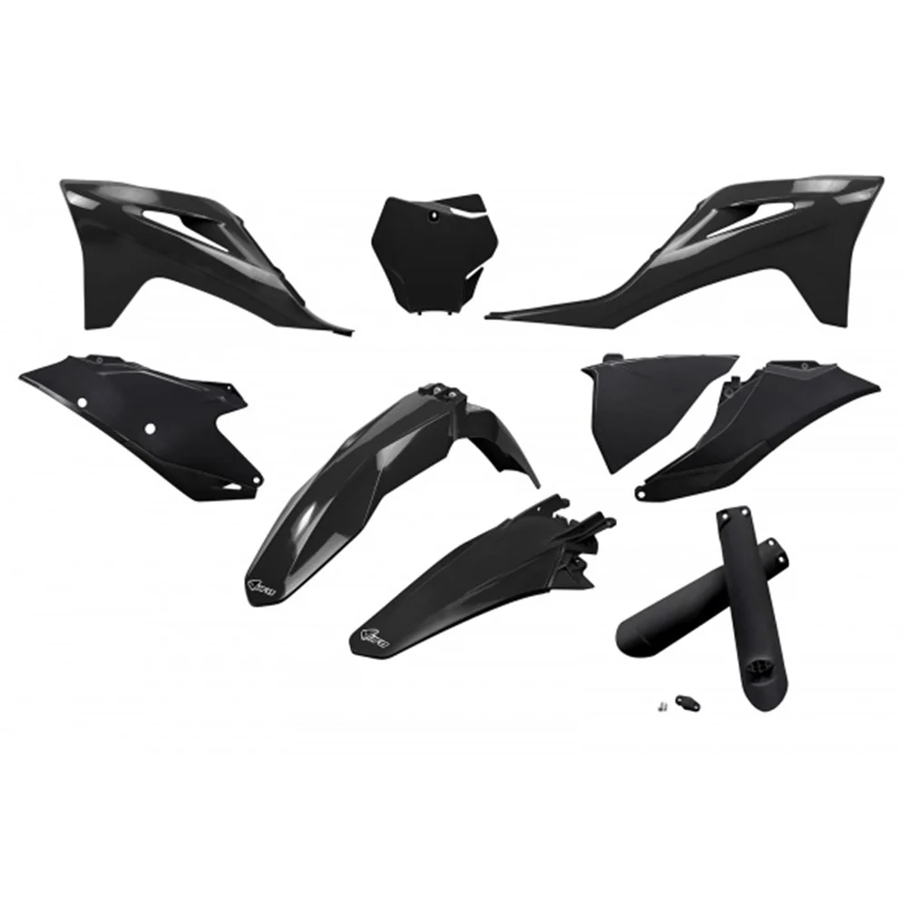 UFO Full Plastics Kit Black w/Headlight Shroud for Gas Gas MC 125/MC 250F/MC 450F/EX 250F/EX 300/EX 350F/EX 450F 21-23/MC 250/EX 250/MC 350F 22-23