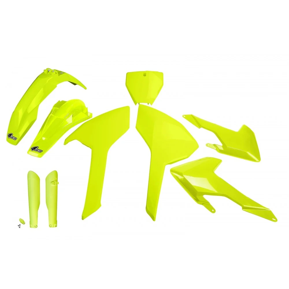 UFO Full Plastics Kit Fluro Yellow for Husqvarna TC 125/TC 250/TC 300/FC 250/FC 350/FC 450 16-18