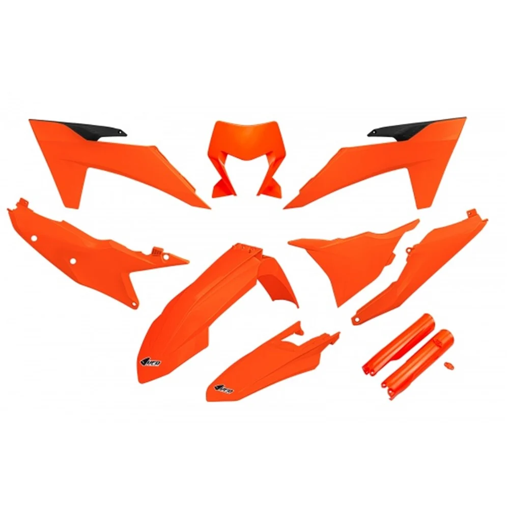 UFO Full Plastics Kit Neon Orange for KTM EXC 150/EXC 250/EXC 300/EXC-F 250/EXC-F 350/EXC-F 450/EXC-F 500/XC-W 125/XC-W 150/XC-W 250/XC-W 300 24-25/XW-F 350/XW-F 500 2024
