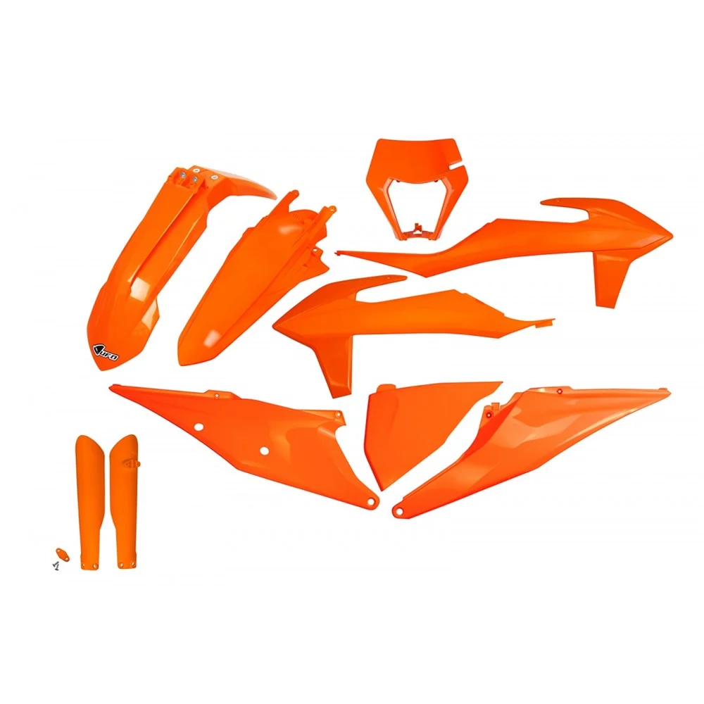 UFO Full Plastics Kit Orange w/Headlight Shroud for KTM EXC 125 20-21/EXC 150/EXC 250/EXC-F 250/EXC 300/EXC-F 350/EXC-F 450/EXC-F 500/EXC 250 TPI/XC-W 250 TPI/EXC 300 TPI 20-23