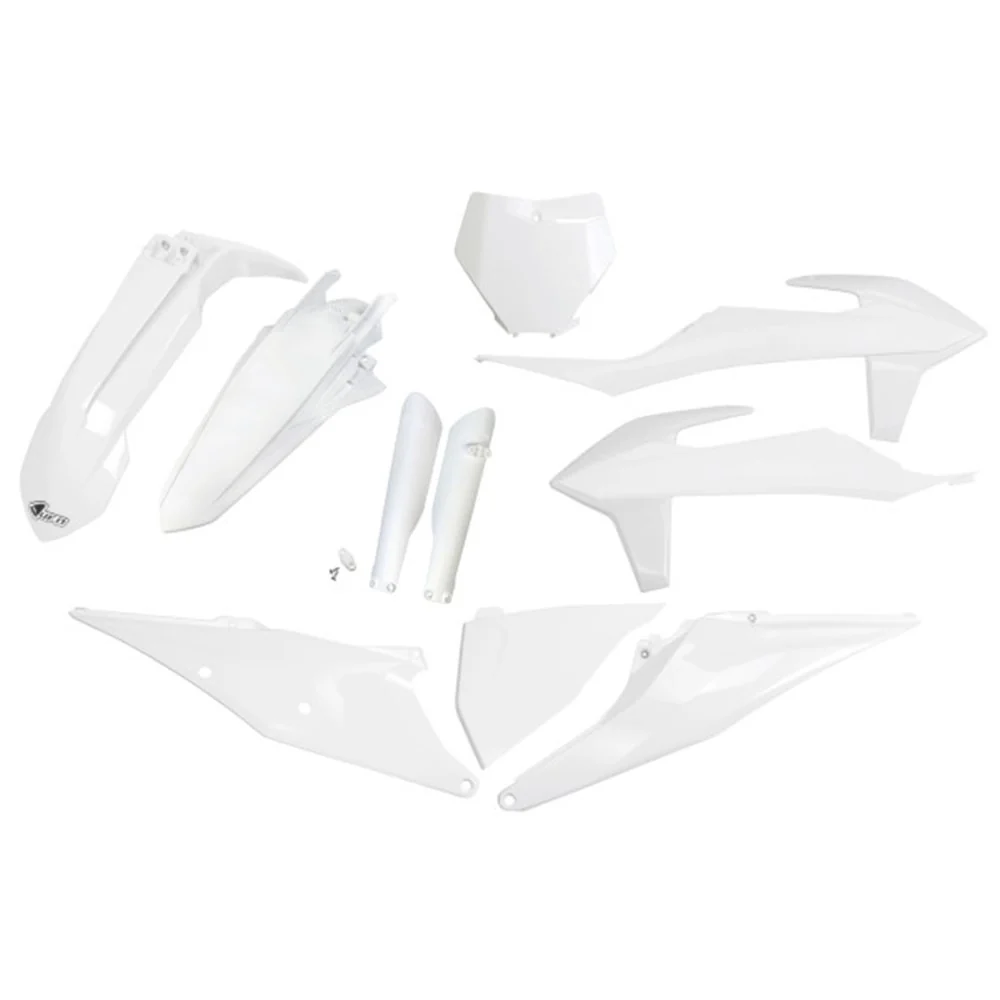 UFO Full Plastics Kit White for KTM SX 125/SX 150/SX 250/SX-F 250/SX-F 350/SX-F 450/XC-F 250/XC-F 350/XC-F 450 19-22/XC 125 20-22/XC 250/XC 300 2019