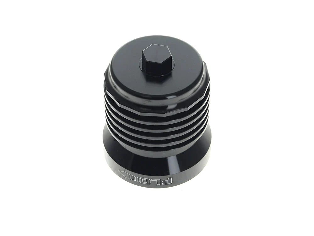 UltraCool UC-PCS1BC FLO Reusable Oil Filter Black w/Polished Fins for Street 15-20/Indian 14-Up/Victory 99-17 & various Honda/Kawasaki/Triumph/Yamaha Models