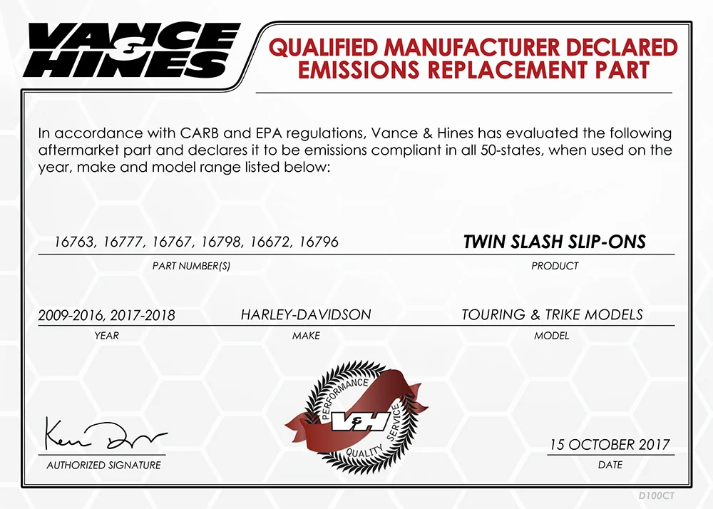 Vance & Hines V16777 Twin Slash 2-1 Slip-On Mufflers Chrome for Touring FLHX 2010 - CC1I [INTERNAL] - Image 5