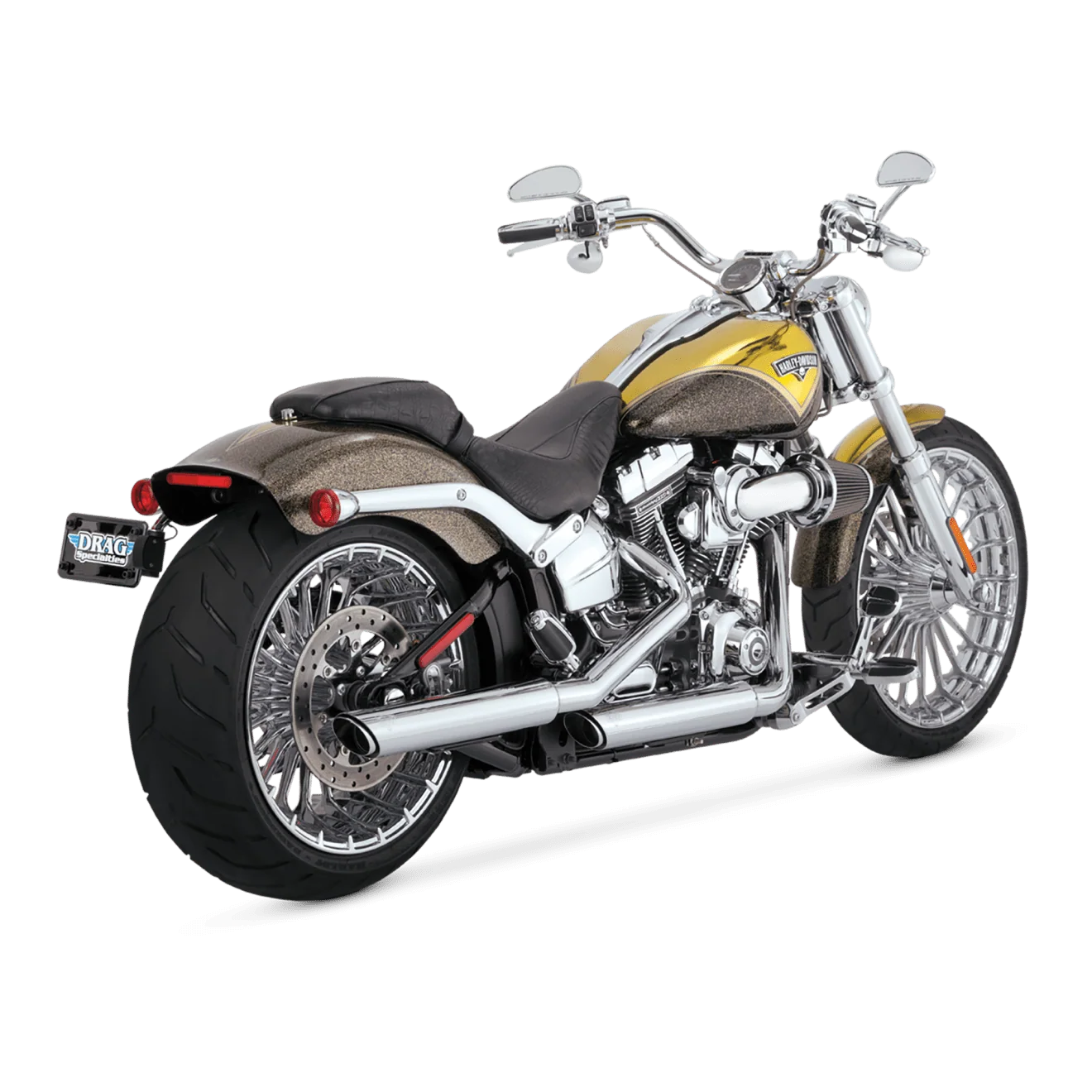 Vance & Hines V16834 Twin Slash 3" Slip-On Mufflers Chrome for Harley-Davidson Softail FXST/Heritage Softail Classic 07-17/Breakout 13-17/Rocker 08-11 Models