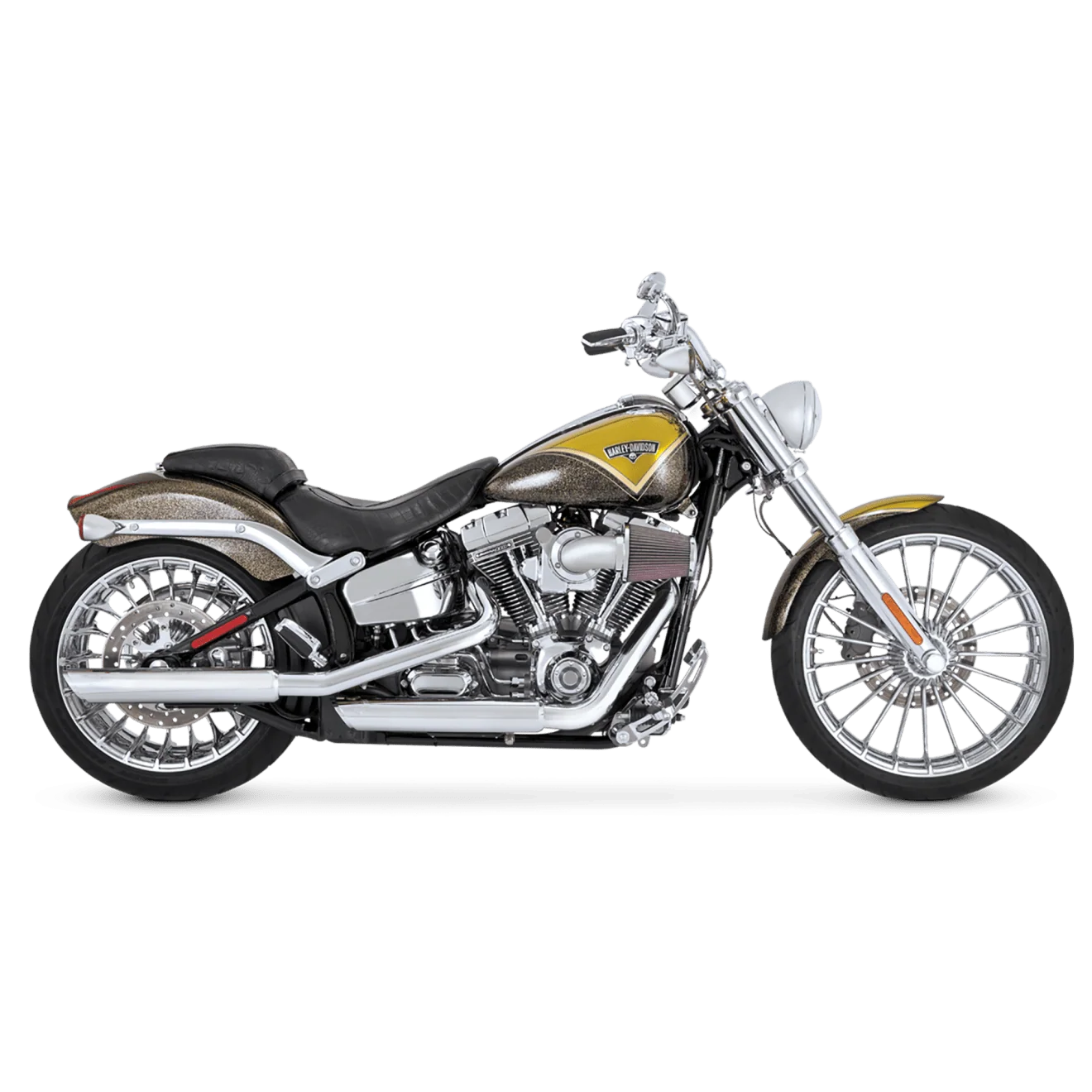 Vance & Hines V16834 Twin Slash 3" Slip-On Mufflers Chrome for Harley-Davidson Softail FXST/Heritage Softail Classic 07-17/Breakout 13-17/Rocker 08-11 Models - Image 2